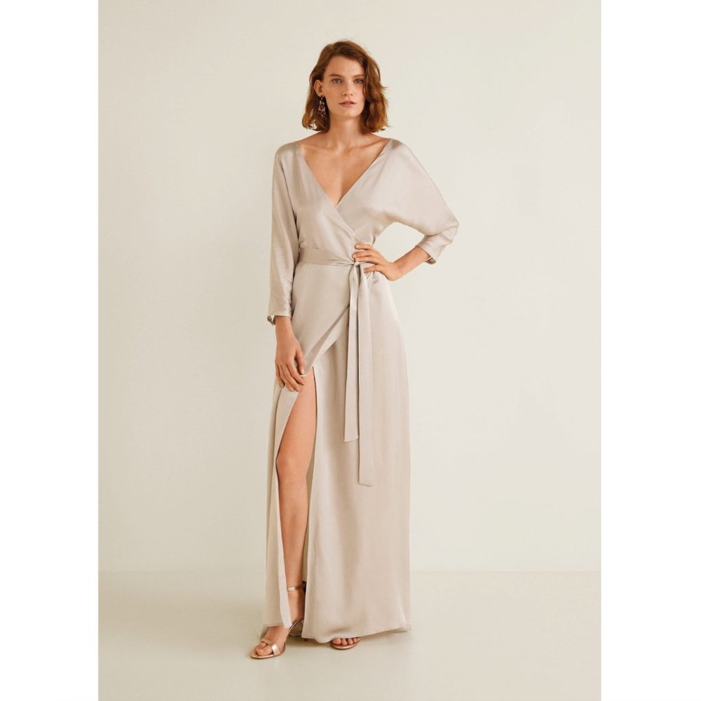 MANGO floor length evening wrap dress SIZE 6 US